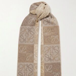 Loewe Anagram wool and cashmere blend scarf beige